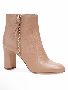 kate spade Blush Leather Block-Heel Ankle Boot